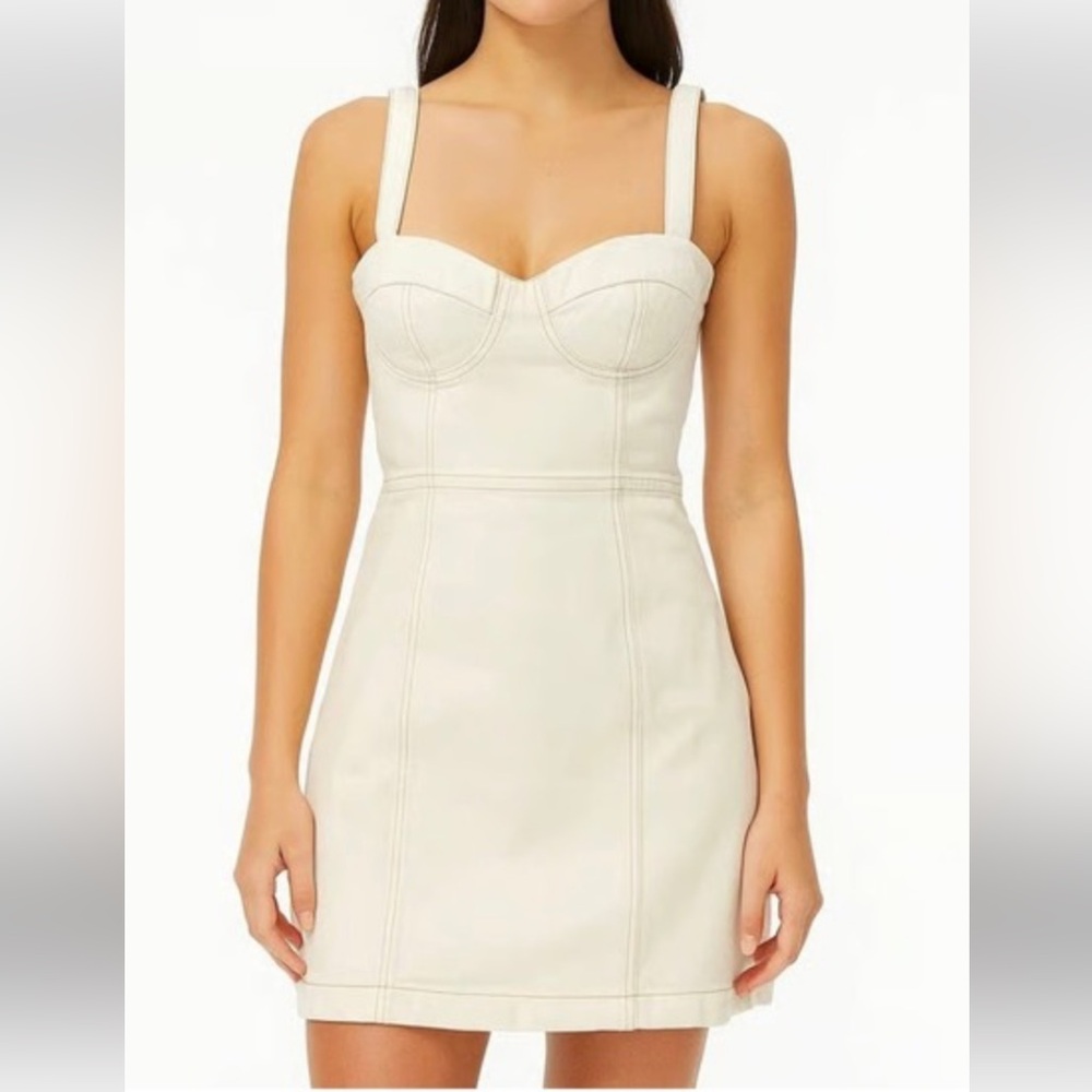 Reformation Nikki Bustier Denim Mini Dress 4 White